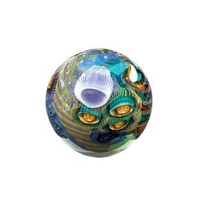 NEW Seascape Inspired 3” Orb Signed Art Glass by Scott Garrelts